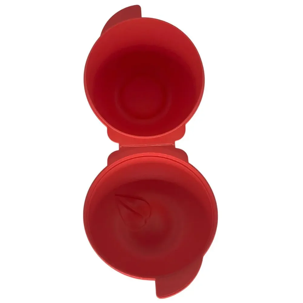 Tupperware Container Apple Shaped Red Treat Snack With Hinged Lid Forget Me Not